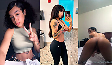 Dominicana Flaca La Meli Abierta en 4 haciendose una paja